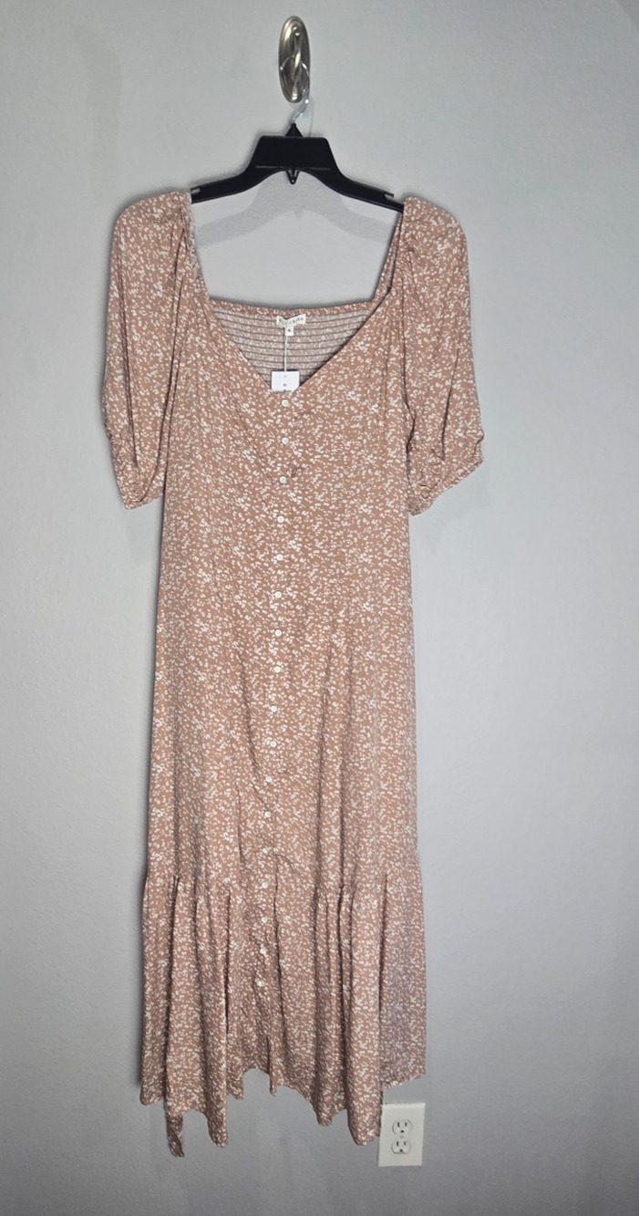Baltic Born XL Beige Floral Mathilda Button Maxi Dress